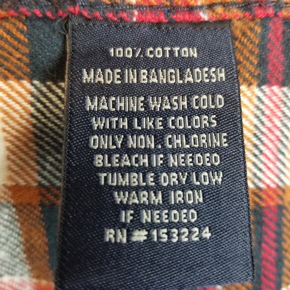 Rainforest Men's 100% Cotton Plaid Flannel Button Up Shirt Size Large - Picture 7 of 7